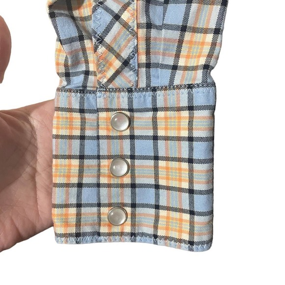 Paul & Joe for Target Orange & Blue Plaid Pear Button Down Top w/Embroidery - Picture 4 of 7